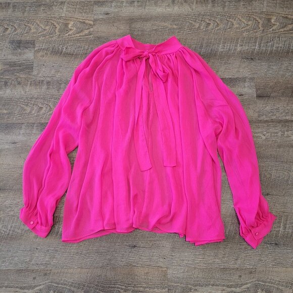 ZARA | Blouse Tie Detail Sheer Top | Sz. L - Picture 9 of 9
